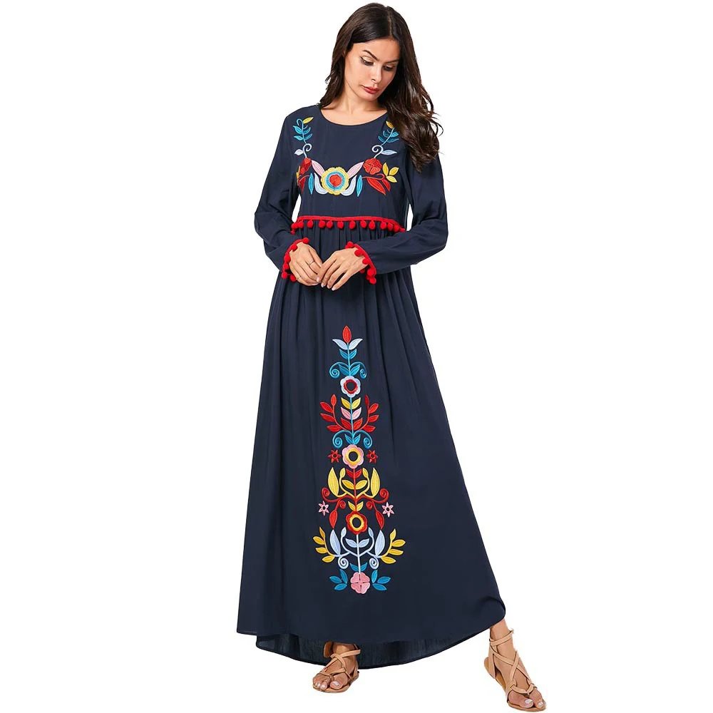 Мусульманское платье-абайя женское кимоно марокканский кафтан Elbise вышивка