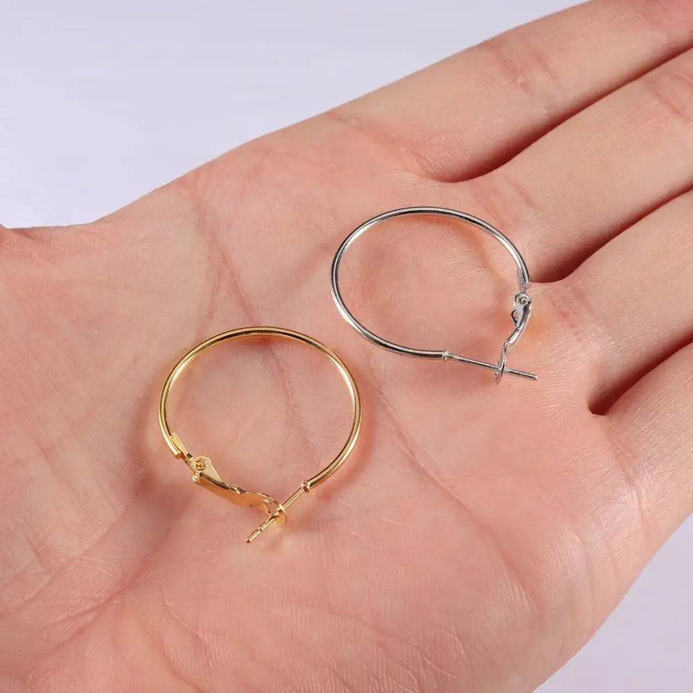 Большие круглые серьги кольца 2 шт./лот золотистые/Серебристые простые Крючки для
