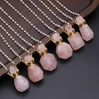 natural stone rose quartz perfume bottle necklace pearl chain for women free gift accessory glasses frames pearl chains