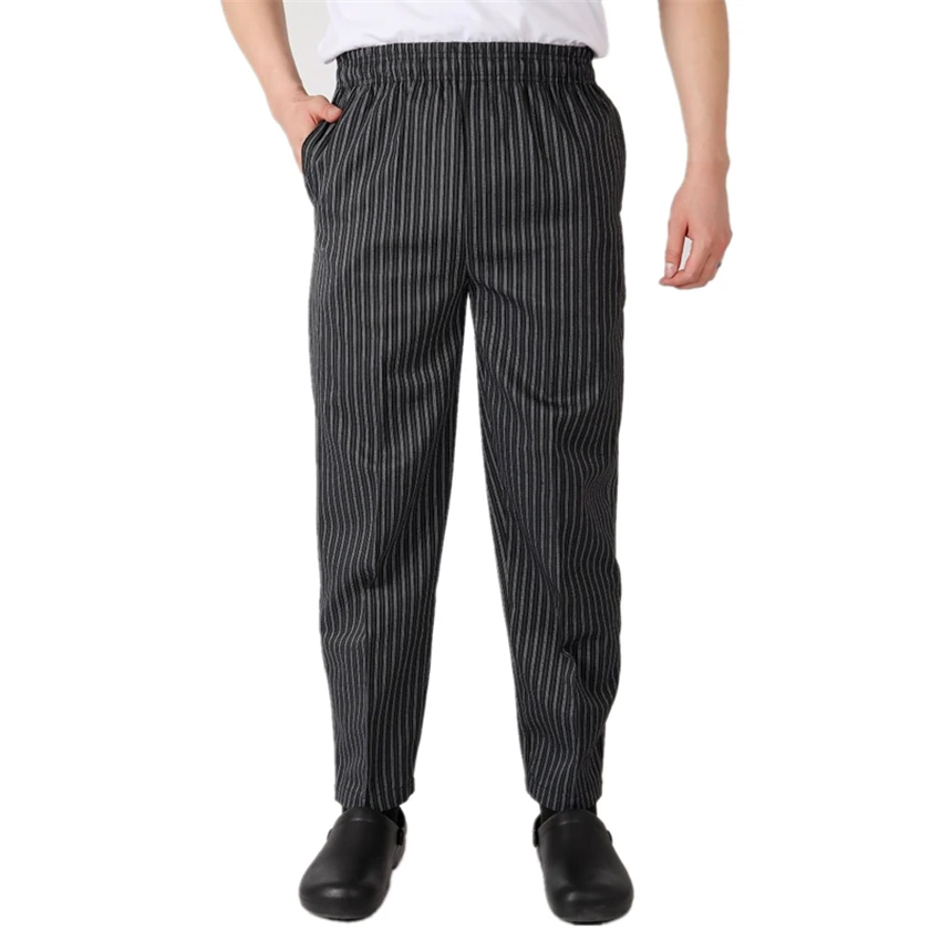 Мужская форма шеф повара свободные кухонные брюки полосатые клетчатые длинные