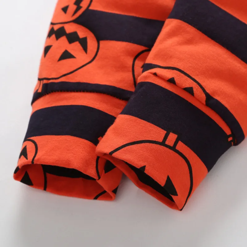Детская одежда 2019 осень Хэллоуин хлопковый комплект с принтом тыквы в полоску 0-2