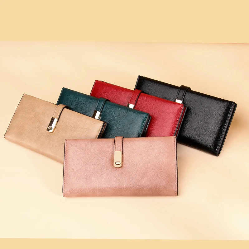 

2021 New Style Two-fold Women's Wallet Korean Version Long PU Multi-card Banknote Clutch