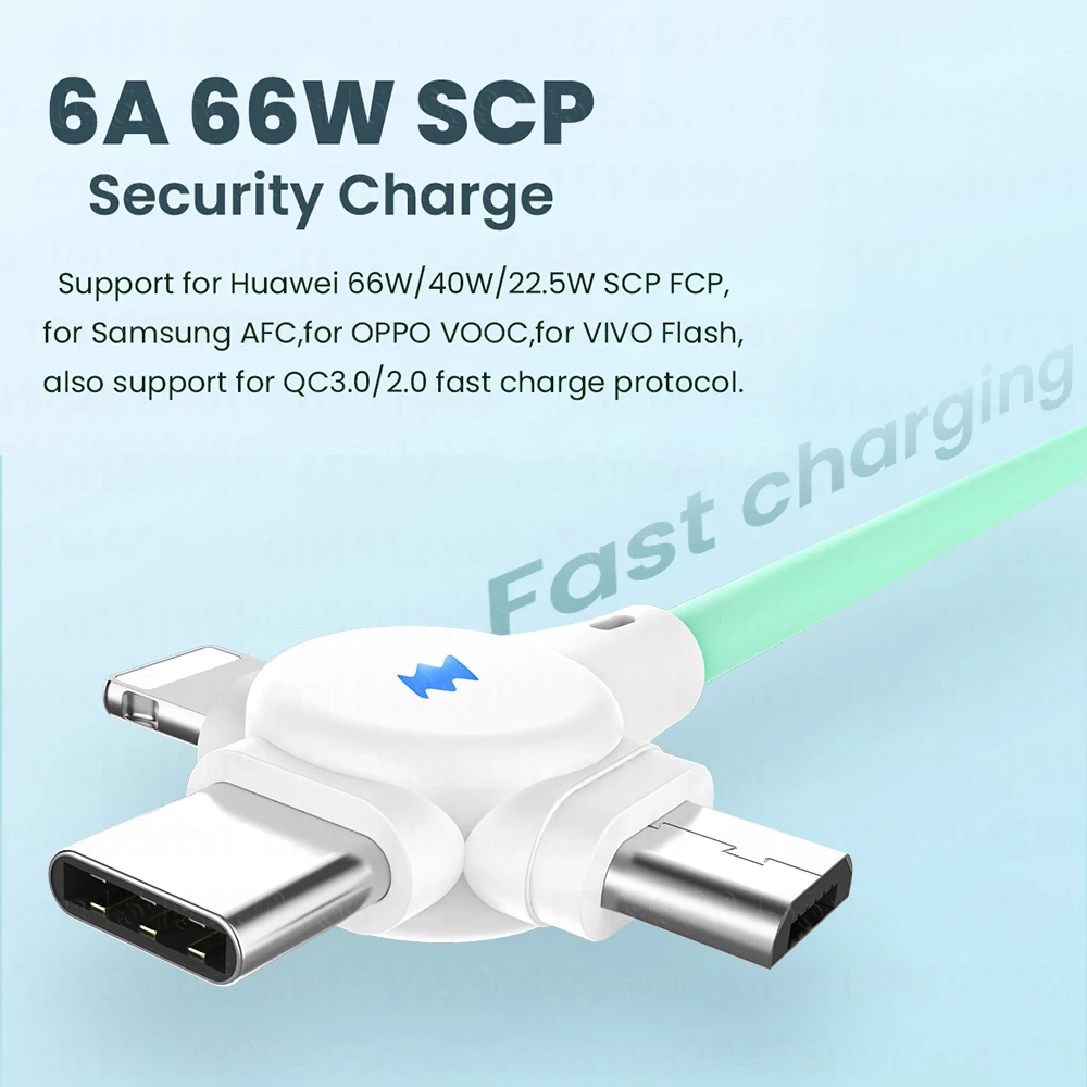 USB-кабель зарядный 3 в 1 6 А 66 Вт Micro USB Type-c | Мобильные телефоны и аксессуары