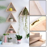 wooden triangular wall mount shelf decorative rack home organizer stand decor for photo frame f2