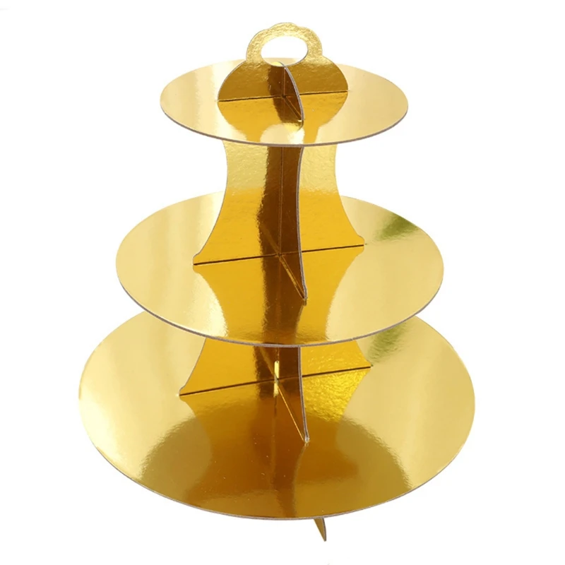 

B03D Круглая Бумажная трехслойная подставка для торта, поднос для десертного стола, витрина для кексов, посуда для выпечки, декор для дня рожд...