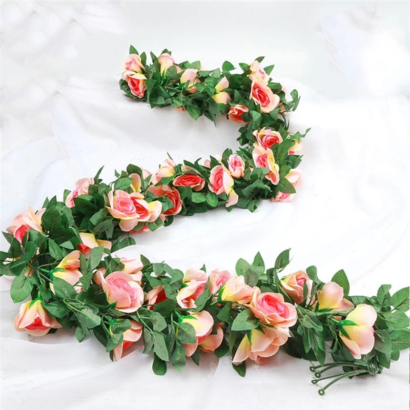 16 цветов искусственные розы подвесные декоративные лоза листья цветы украшения