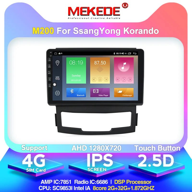 Восьмиядерный 4 + 64G Android 10 автомобильный мультимедийный плеер для SSANGYONG KORANDO 2011 2013