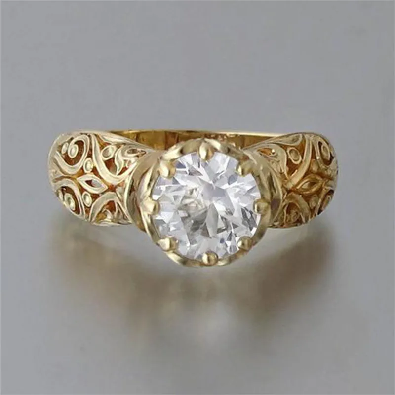 

Finger Rings for Women / Plated Color Fashion Alloy Zircon Hollow Flowers Wedding Jewelry Gift Accessories