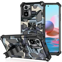camouflage magnetic armor bumper stand phone case for xiaomi mi redmi note 10 10s pro max back cover shockproof holder hard case