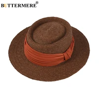 buttermere raffia straw hat womens sun hat vintage porkpie ladies fedora wide brim sombrero 2021 new brand summer hat