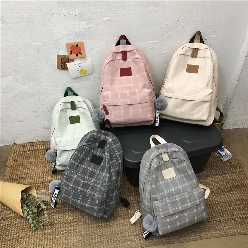Новинка 2020 женский рюкзак Женская клетчатая школьная сумка для