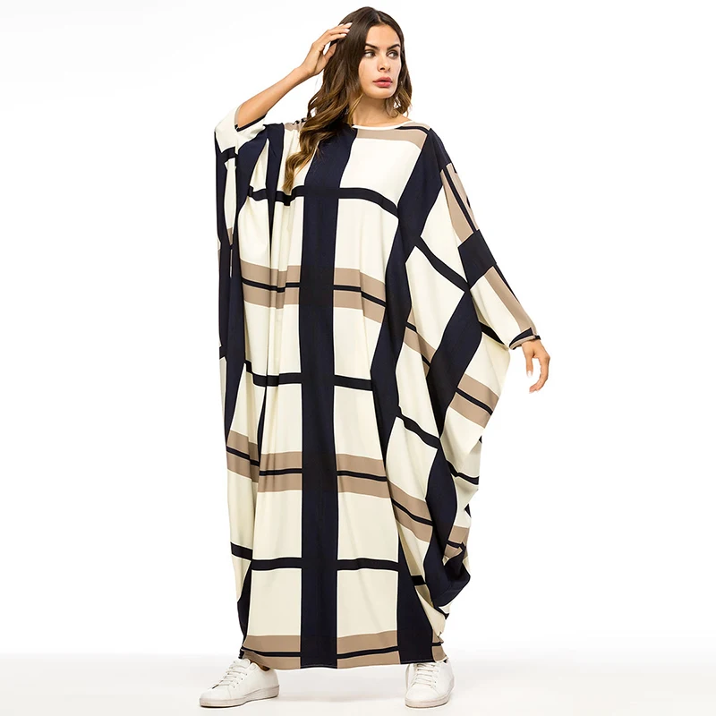 

Middle East Muslim Fashion Elegant Bat Sleeve Loose Dress Islamic Turkey Arabic Clothes Dubai Morrocan Kimono Oman African Dress
