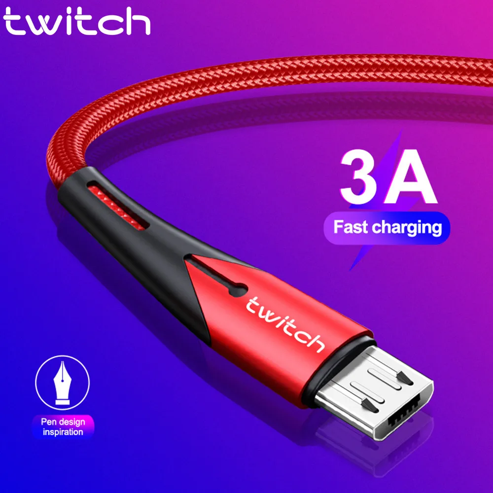 Micro USB кабель twitch 3 А нейлоновый для быстрой зарядки и передачи данных планшетов