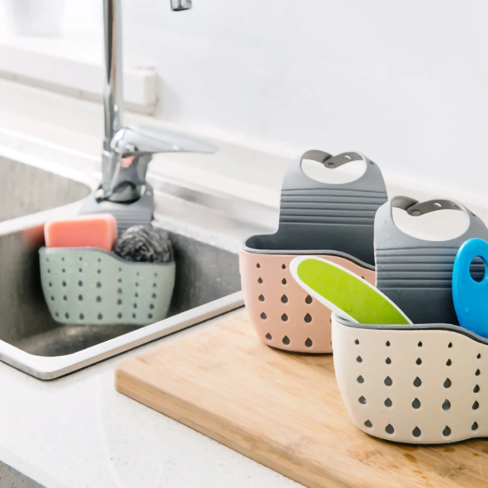

Hot Sale Sink Shelf Soap Sponge Drain Rack Bathroom Holder Kitchen Storage Suction Cup Kitchen Organizer Sink Accessories