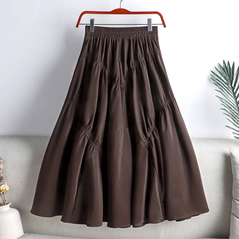 Женская плиссированная юбка с завышенной талией сияющая трапециевидная миди со