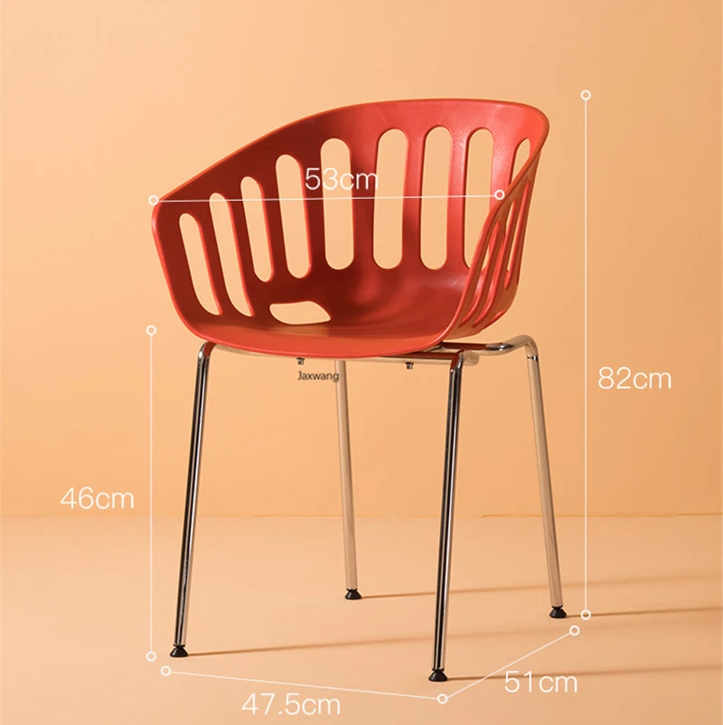 

Nordic Dining Chairs Fashion Creative Wrought Iron Back Chair Color Outdoor Leisure Modern Minimalist House Plastic Dining Chair