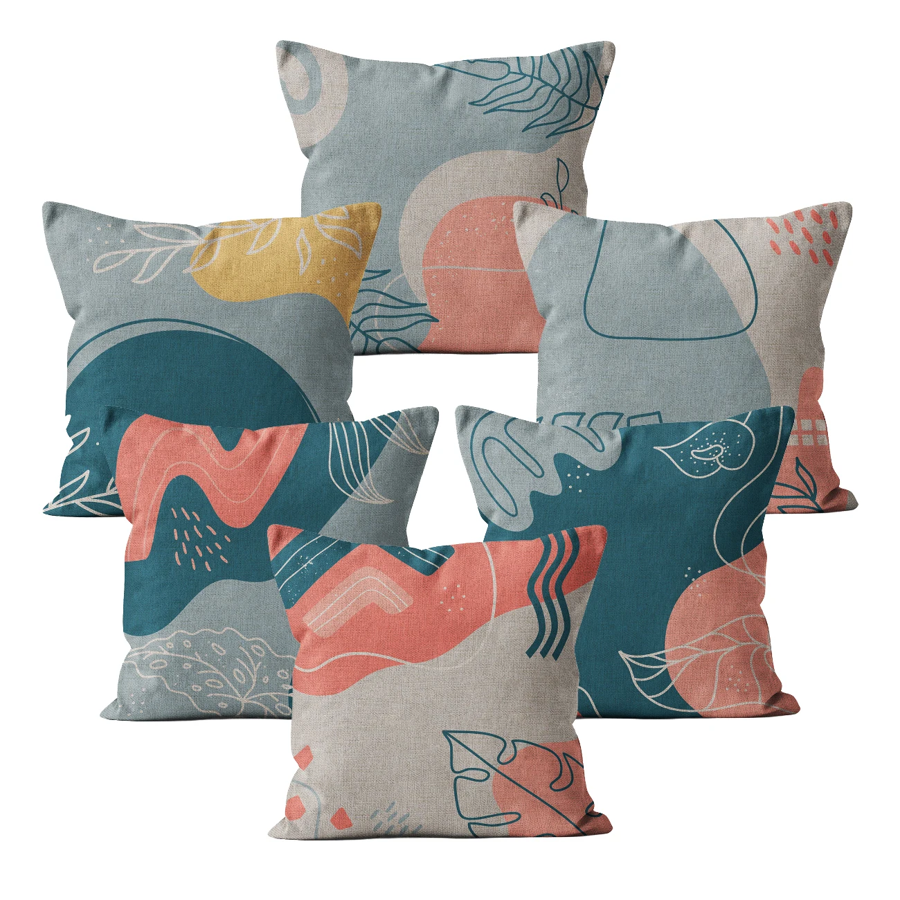 

Throw Pillow Case Plant Art Cushion Cover Linen Car Decor Home Decoration 45x45 40*40 Abstract Nordic Decorative Pillowcase