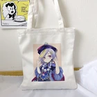 Шоппер Genshin Impact Qiqi аниме сумка для покупок Harajuku Холщовая Сумка большой емкости Складная кавайная женская сумка через плечо сумка