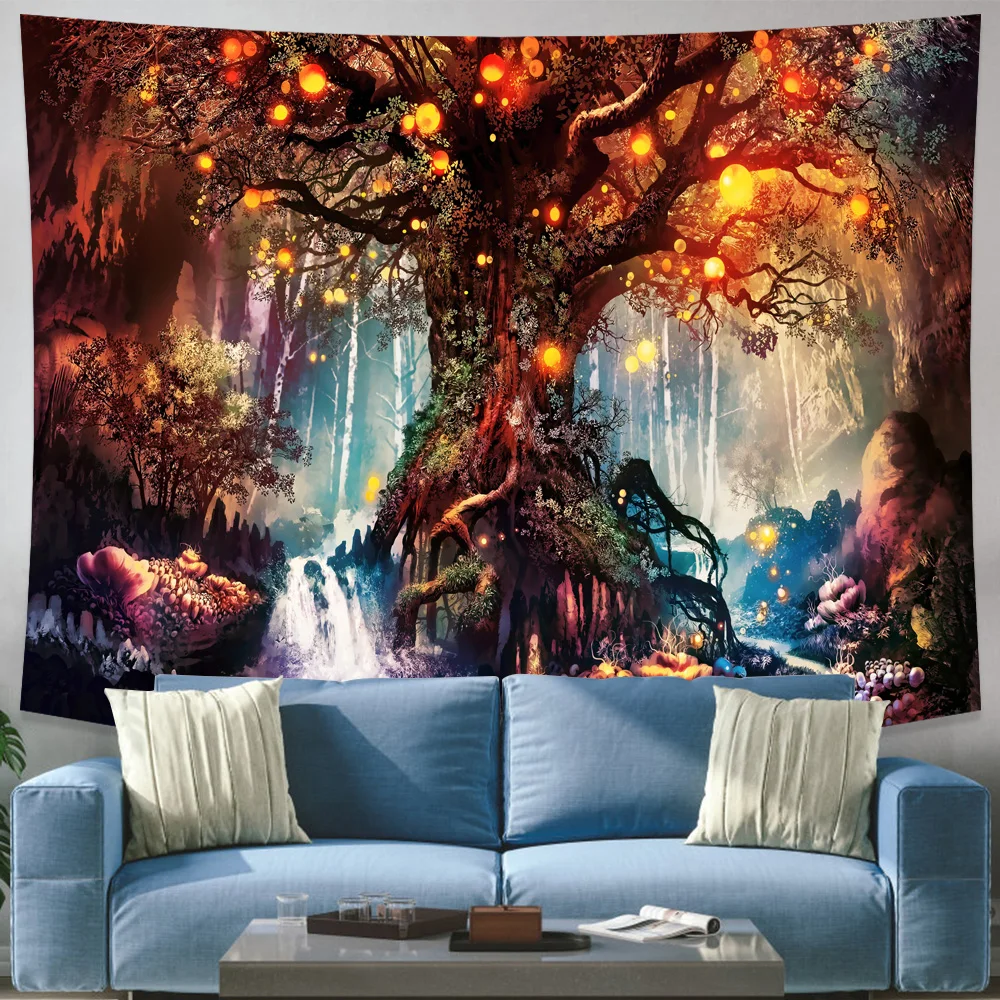 

Wishing Tree Printing Tapestry Wall Hanging Psychedelic Decoration Wall Carpet Sheets Bohemian Hippie Home Bedroom Decor