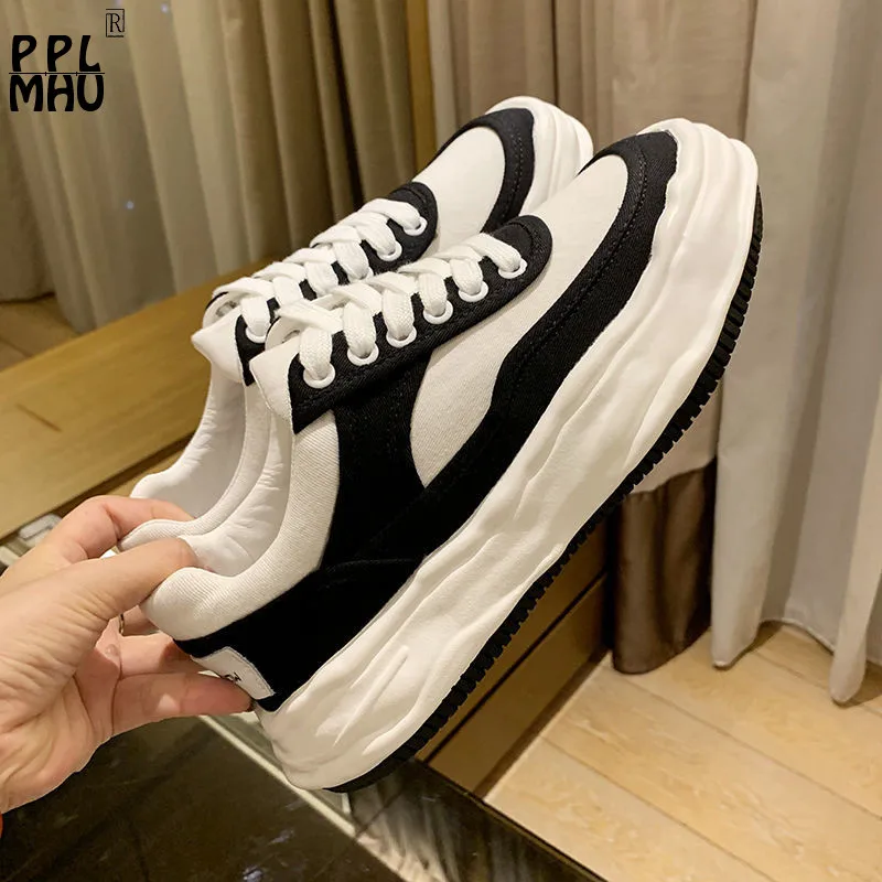 

Classic Lace-Up Platform Canvas Shoes Vintage Comfort Non-Slip Women Vulcanize Shoes 2021Summer Outside Wear Casual Sneakers