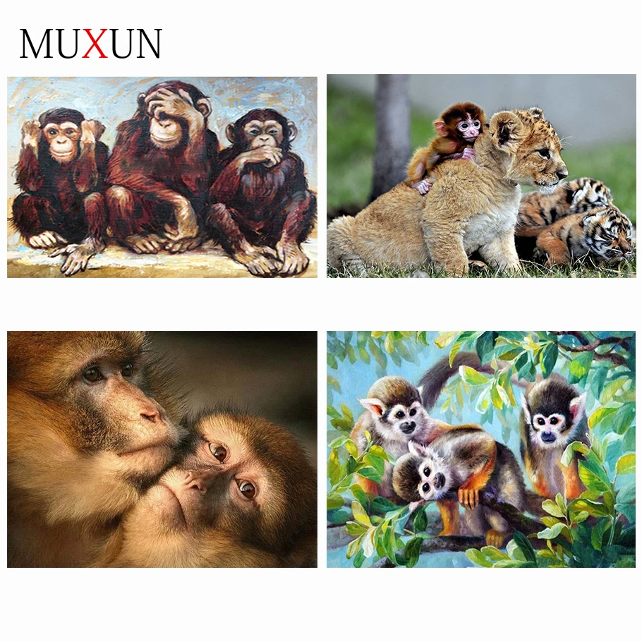 Алмазная живопись обезьяны полная квадратная/круглая 5D алмазная вышивка картина