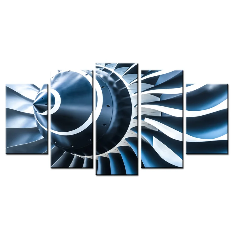 

5 Pieces Plane Engine Poster Home Decor Turbine Blade Print Canvas Art Modern Style Picture Living Room Wall Art