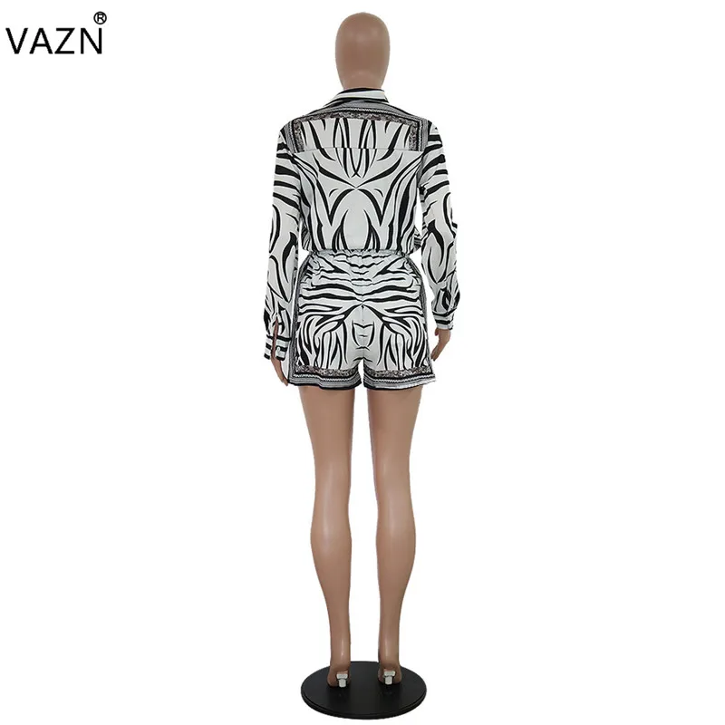 VAZN PN6232 новые высококачественные шифоновые Элегантные Новые популярные сексуальные стильные женские комбинезоны с воротником поло с длинными рукавами шифоновые Комбинезоны