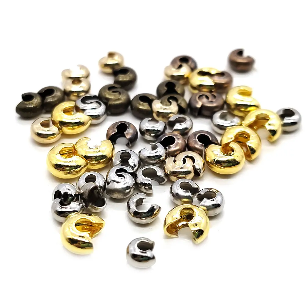 Медные Круглые Обжимные концевые бусины 100 шт./лот диаметр 3 4 5 мм с пробкой для