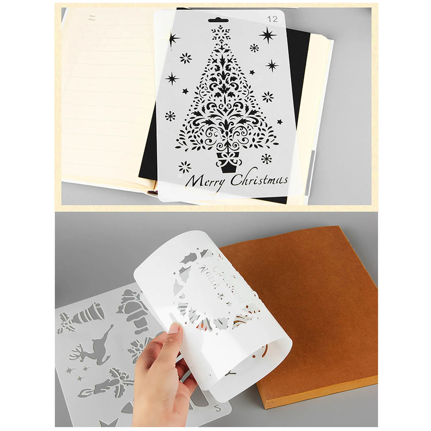 12 шт Счастливого Рождества Мандала трафареты для рисования шаблоны пигмента DIY