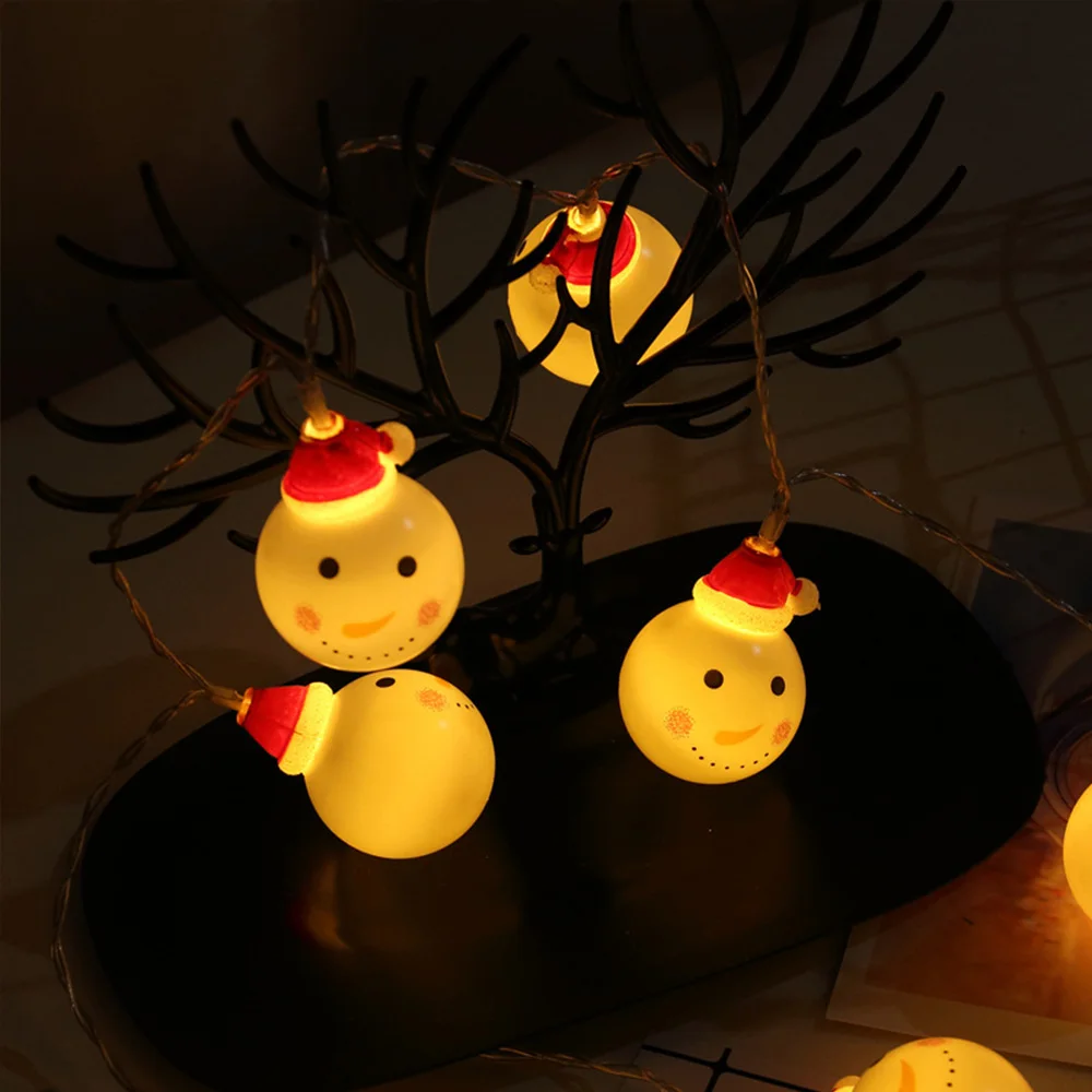 

Snowflakes Snowman LED String Fairy Lights Garland Christmas Decorations For Home Battery Powered Holiday Lighting Droship