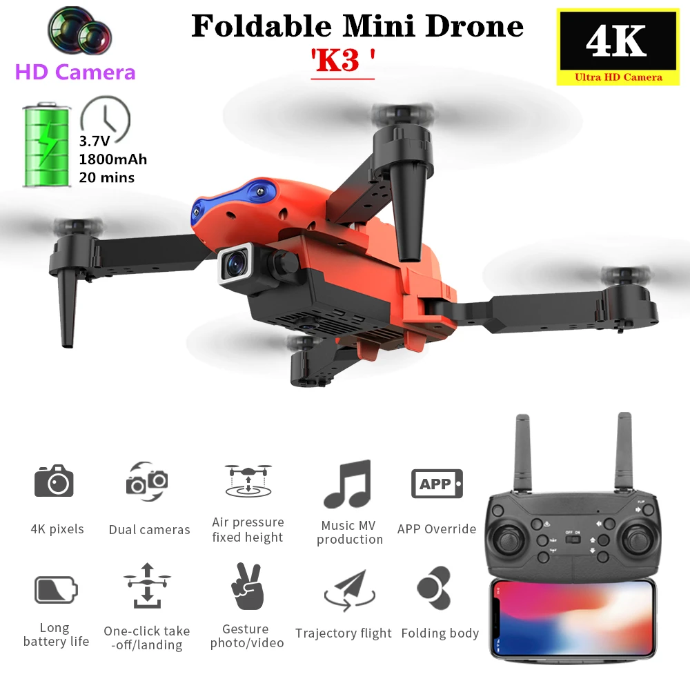 

2021New Mini Drone 4K HD Camera Wifi FPV Smart Selfie RC Quadcopter Altitude Hold Mode UAV Foldable Helicopter Dron VS E58 Toy