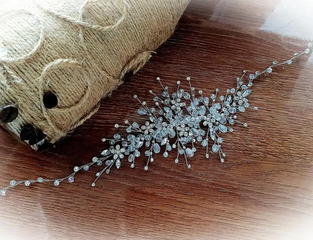 Серебряная розовая Золотая свадебная головная повязка блестящие стразы