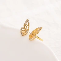 gold color cz butterfly rings for women trendy african arab ring middle east jewelry charm party wedding gift