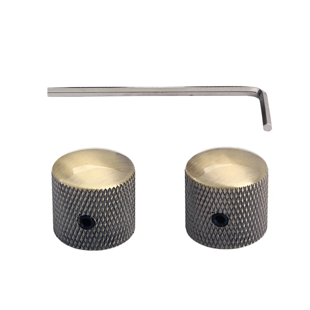 

2Pcs Electric Guitar And Bass Tone And Volume Metal Electronic Control Knobs Cap