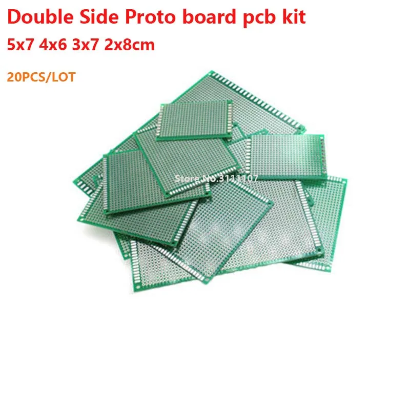 

20PCS/Lot 2x8 3x7 4x6 5x7cm Double Side Prototype Diy Universal Printed Circuit PCB Board Protoboard Pcb Kit