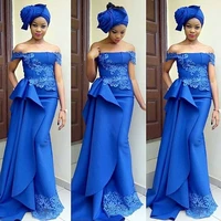 robe de soiree custom made blue evening dresses vestido de festa longo abiye satin evening formal gown elegant floor length