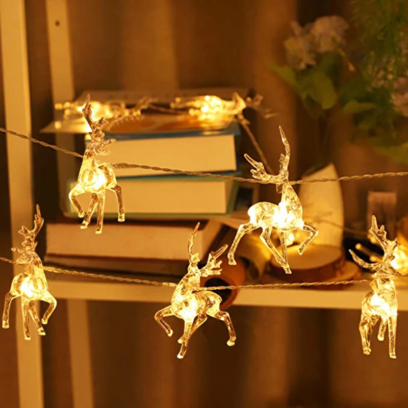 

10/20LED Deer Light String Multi-Size Elk-Shaped Lantern USB/Battery Bedroom Courtyard Shopping Mall Decor Reindeer Lights