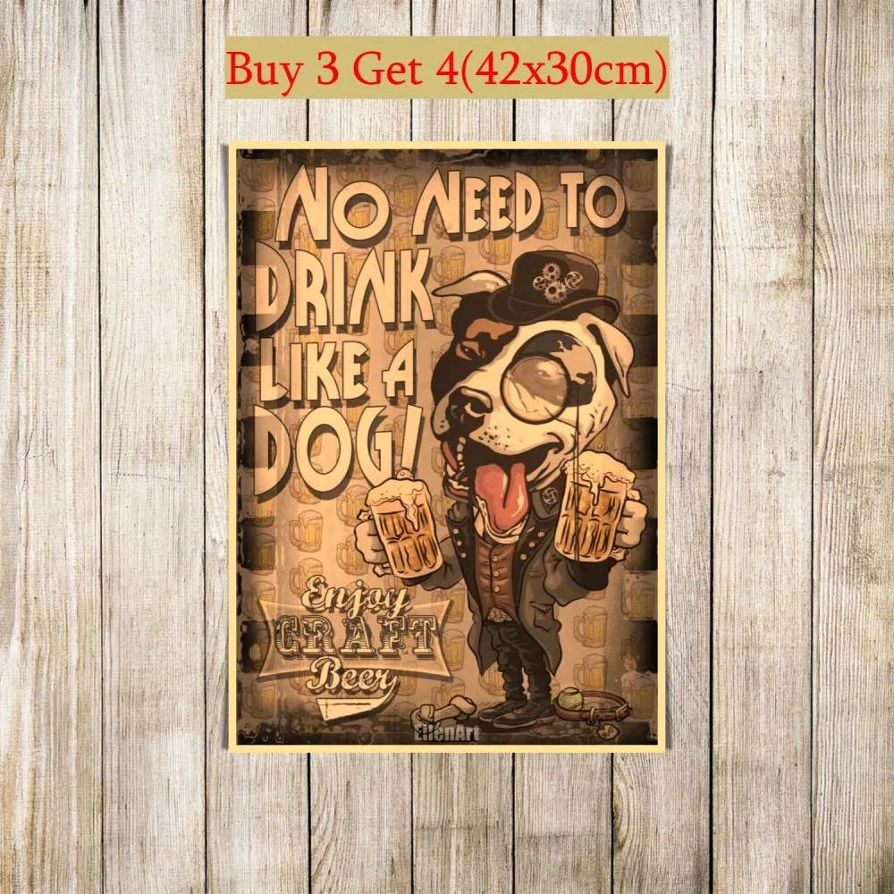 

44 Designs Vintage Wine Beer Drink Kraft paper Poster Artwork Painting Fancy Wall Sticker 42X30cm