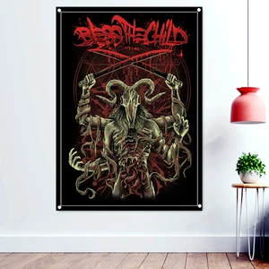 Death Art Banner Wall Hanging Metal Albums Band Wallpapers Macabre Skull Tattoos Illustration Tapestry Flags Home Decoration a1