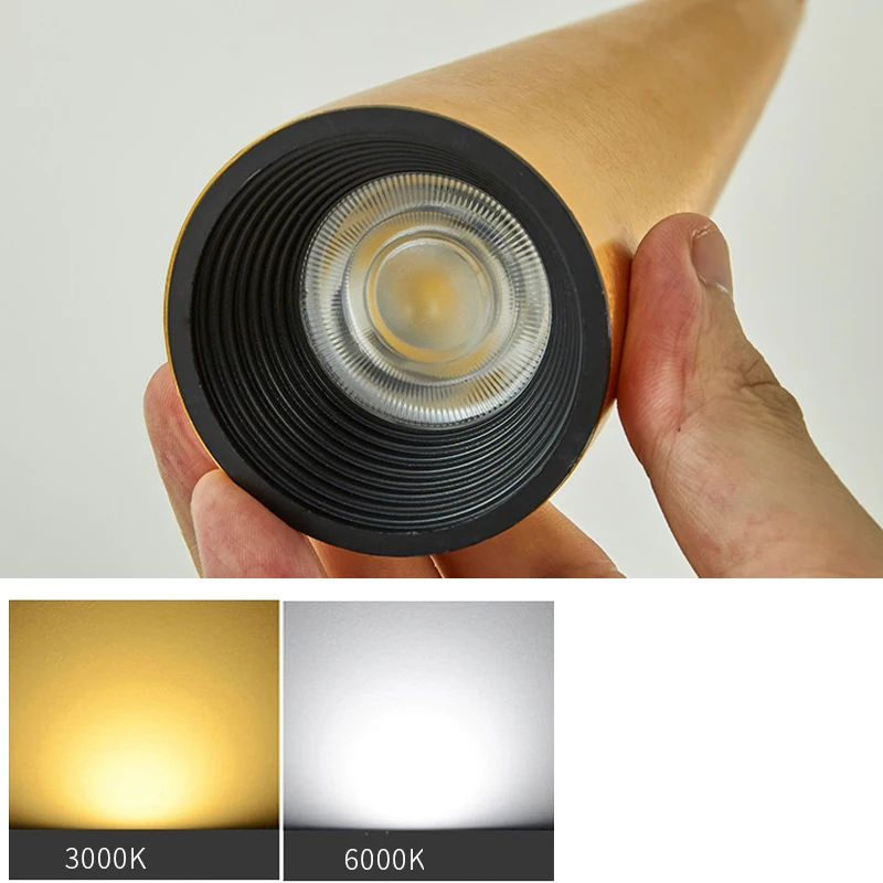 Lámpara para colgar, luz LED COB moderna de 27cm, 46cm y 5W, foco de aluminio con forma de cono, para sala de estar, cocina, Hotel, Bar y restaurante