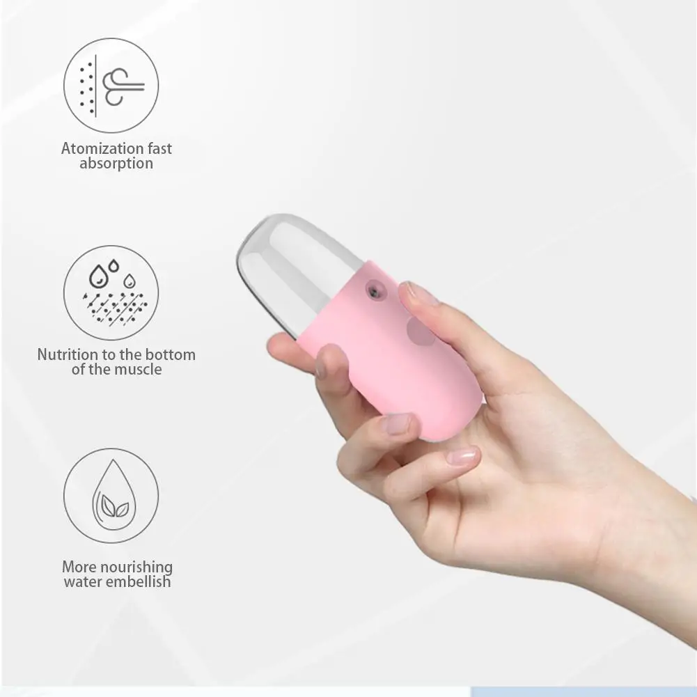 

Face Stream Beauty Spray Hand-held Water Machine Moisturizing Nano Ionic Mist Face Humidifier Sauna Facial Pore Cleansing Tool
