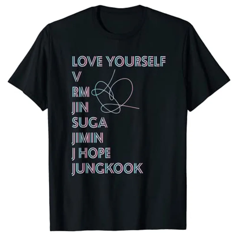 

Kpop Fashion Bangtan Boy Love Yourself T Shirt Jin Jimin J-hope Jungkook Name Printed Tee Top