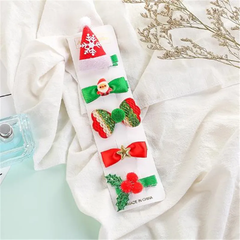 

Girls Hair Accessories Christmas Hairpin Xmas Bow Hair Clip Cute Hair Clips Christmas Tree Hat Stars Hairpins New Year Best Gift