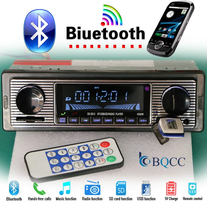 Автомагнитола 1 Din Bluetooth винтажная автомагнитола стерео MP3 плеер USB AUX SD
