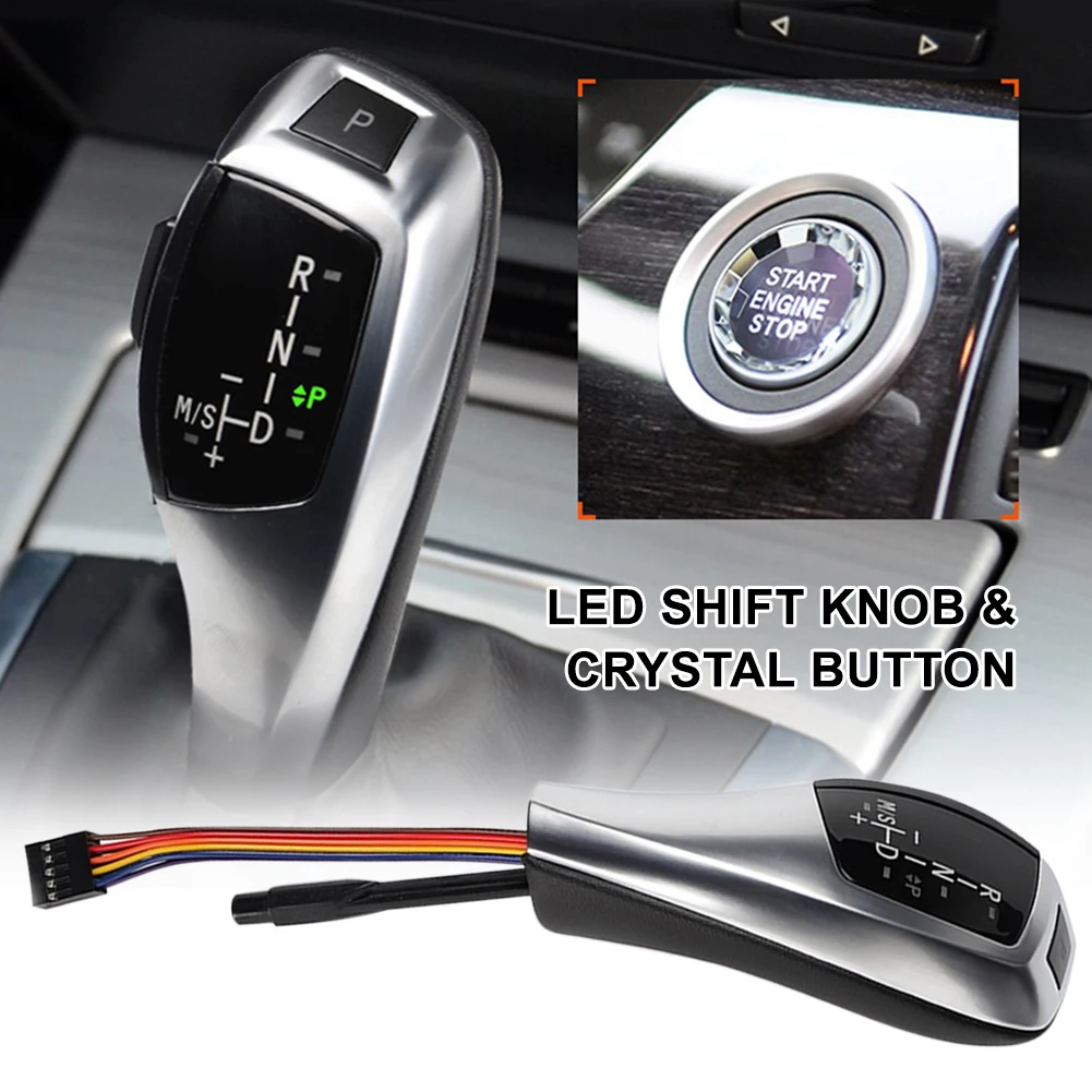 

LED Gear Shift Knob Shifter Lever Whit Engine Start Button For BMW 1 3 5 6 Series E90 E60 E46 2D 4D E39 E53 E92 E87 E93 E83 E89