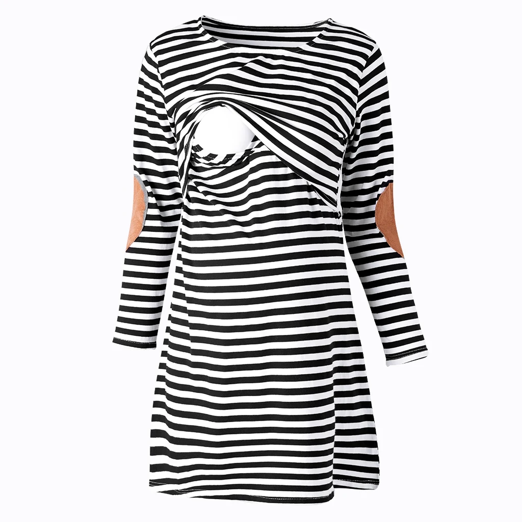 

PatPat 2021 New ArrivalClassic Striped Long-sleeve Nursing Dress