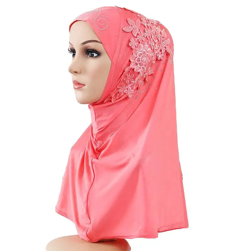 One Piece Muslim Hijab Islamic Women Under Scarf Caps Bone Bonnet Full Cover Appliques Rhinestone Turban Headscarf Ramadan New |