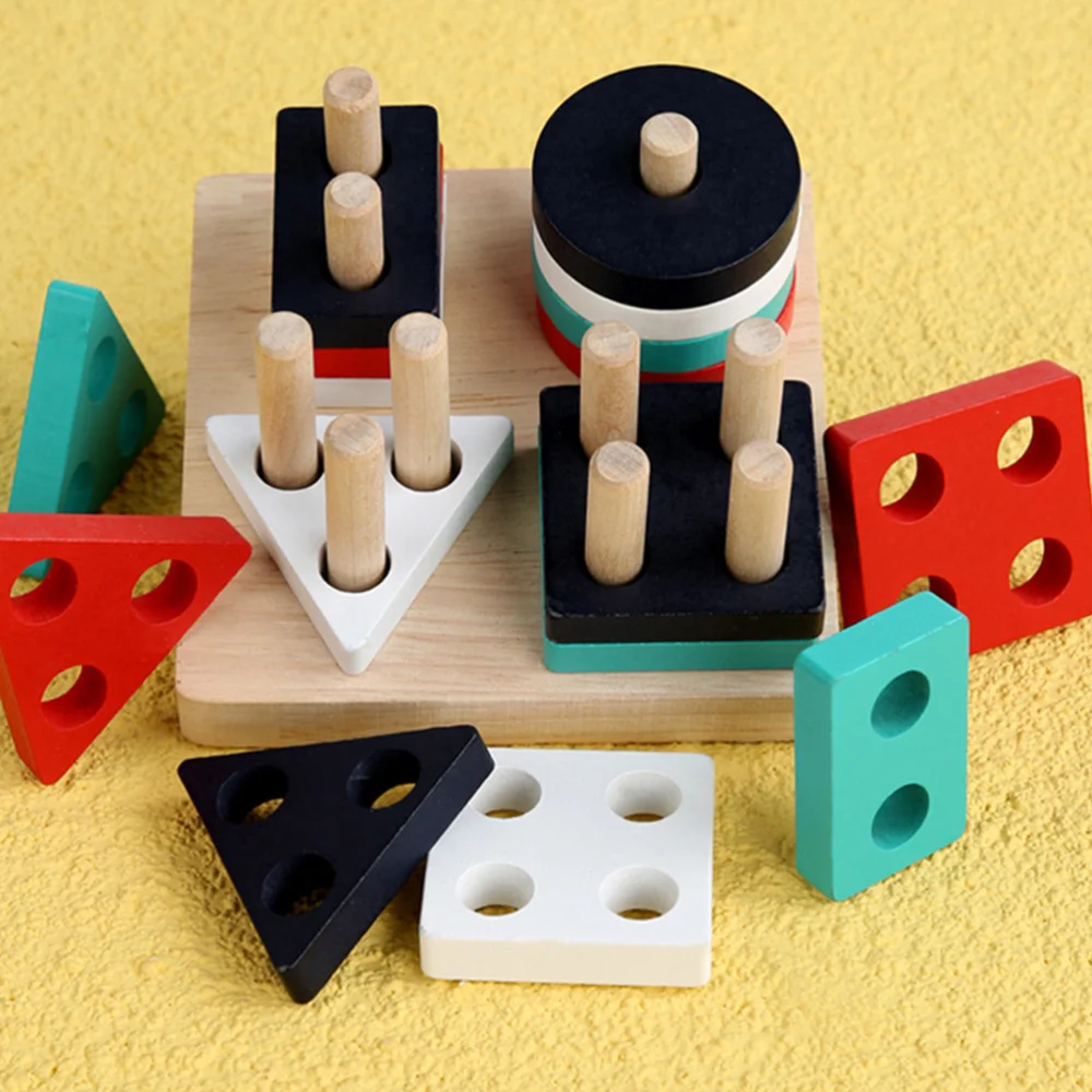 

1 Set Wooden Geometric Matching Board Blocks Puzzle Toys Geometric Board Puzzles