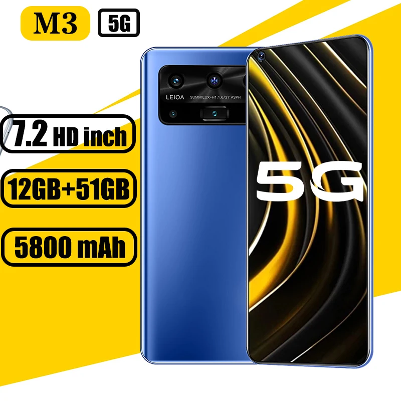 

Global version 5G Mobile phones M3 12GB+512GB 7.2inch HD screen 16+32MP smartphone andoid phone 4G/5G Network