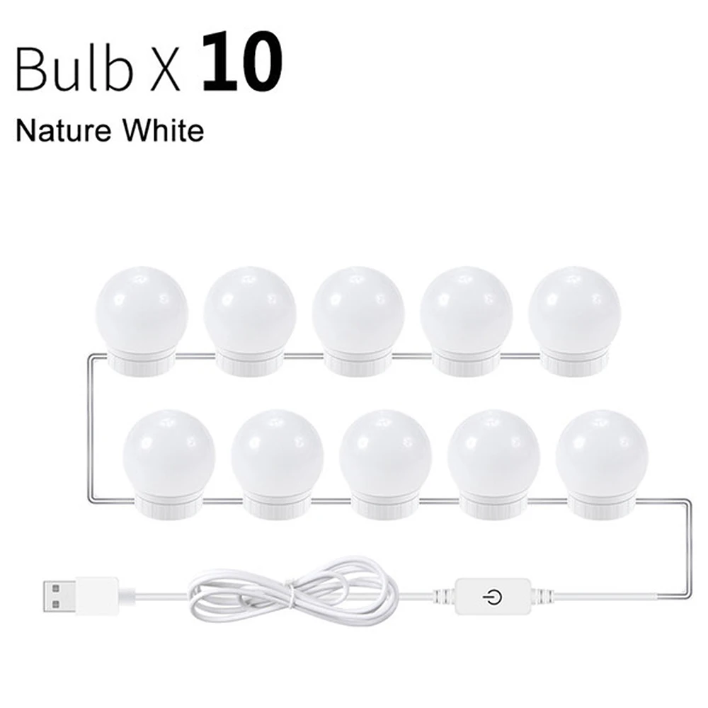 Зеркальный светильник s в голливудском стиле набор с 10 светодиодными лампами